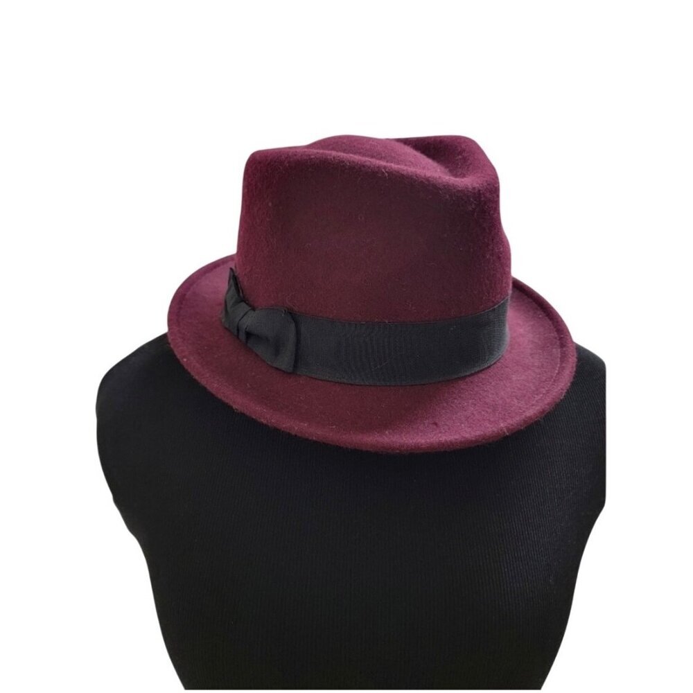 Vintage 100% Wool Fedora Hat With Black Ribbon Accent